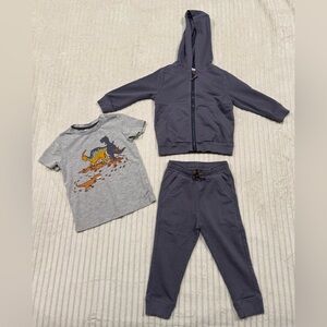 Tommy Bahama Gray and Blue Kids Hoodie Set with Dinosaurs 24 Months